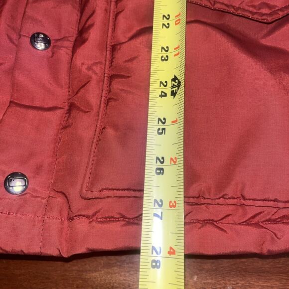VINTAGE Woolrich Puffer Jacket Large Red Rust Snap Down Long Sleeve Outdoor - Picture 5 of 6